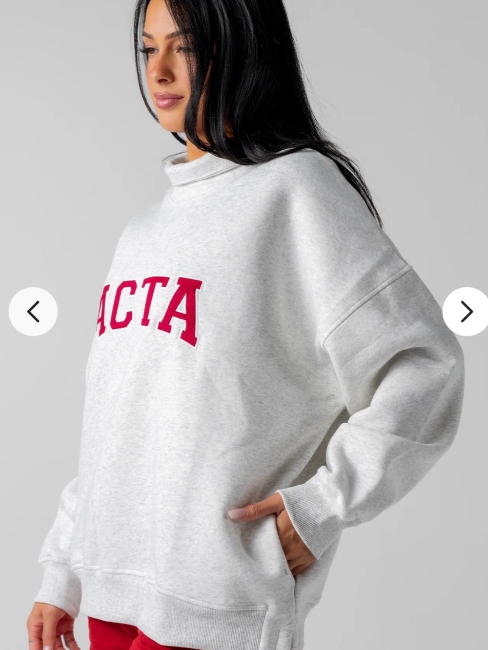 Acta Essential Mock Neck Heather Gray & Firecracker 🧨 size L/XL - Picture 3 of 5